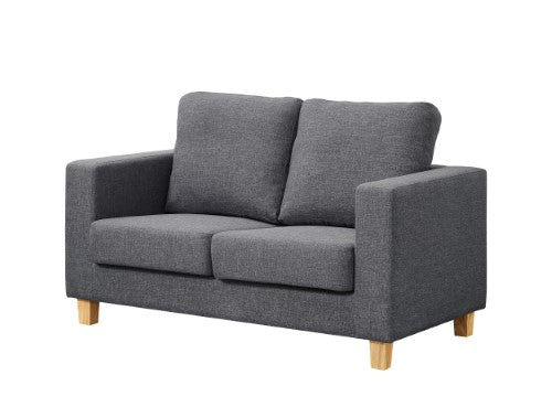 Chesterfield 2 Seater Sofa Linen Fabric Dark Grey - Living Room Sofas ...
