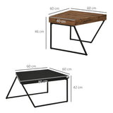 Coffee Table/Bar Table Set – Industrial Design with Wood-Effect Finish, Set of 2 Tables