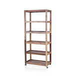 Six Shelf Display with Casters - Sustainable Recycled Wood Furniture