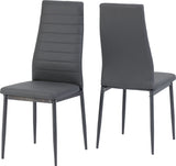 Abbey Dining Set - Clear Glass/Grey/Grey Faux Leather