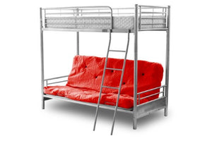 Futon Bunk Bed with Pink Double Mattress