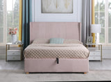 Amelia Plus 5' Ottoman Storage King Size Bed - Pink Velvet Fabric