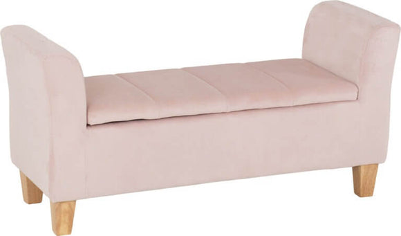 Amelia Storage Ottoman - Pink Velvet Fabric