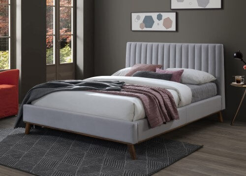 Albany King Size Bed Frame in Light Grey Fabric