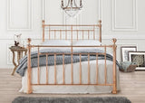 Alexander Metal Rose Gold Double Bed Frame - Front View