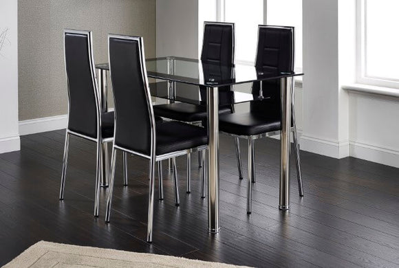 Andora Dining Chair Chrome & Black - Set of 2