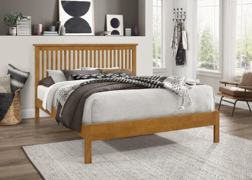 Shaker Style Oak Finish Bed Frame with Clean Design