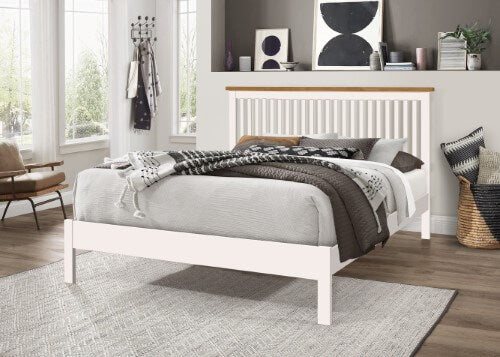 Shaker Style White Finish Bed Frame with Modern Design