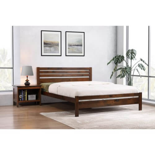 Astley King Size Bed - Solid Hardwood, Antique Oak Finish