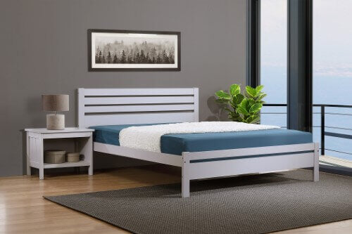 Astley King Size Bed - Solid Hardwood, Grey Finish