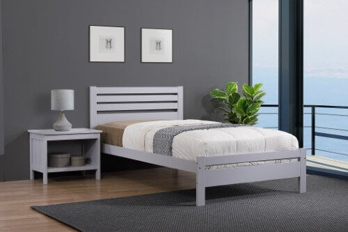 Astley Single Bed - Solid Hardwood in Grey