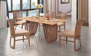 Aurora Marble Dining Furniture Set with Wooden Base and 4 Chairs