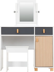 Brooklyn Dressing Table Set - Oak Effect/Grey InterDesign Boutique Brooklyn Dressing Table Set - Oak Effect/Grey InterDesign Boutique
