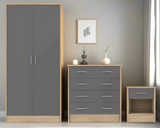 Bardalona Trio Wardrobe Chest & Bedside Grey Gloss