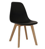 A stylish black Belgium Plastic chair with solid beech legs, perfect for modern interiors