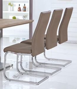 Pair of Belize PU Dining Chairs in Cappuccino and Chrome Finish
