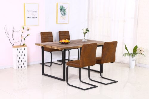 Boston Dining Table – Natural Oak Effect with Black Metal Legs