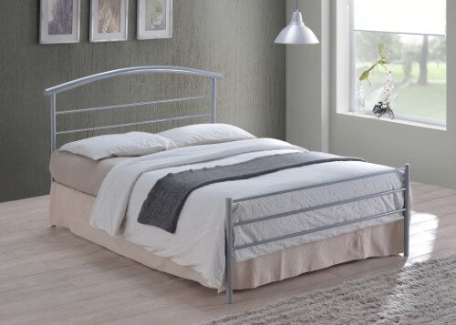 Brennington Silver Metal Single Bed Frame - Front View