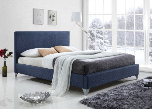 Brooklyn Fabric Blue King Size Bed Frame - Front View