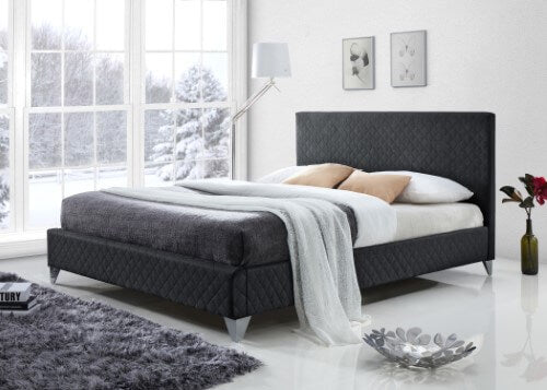 Brooklyn Fabric Dark Grey King Size Bed Frame - Side View