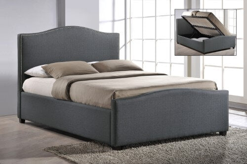 Brunswick Grey Fabric Ottoman Double Bed Frame