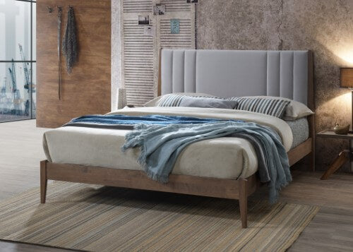 Light Grey Fabric Bed Frame in a Contemporary Bedroom