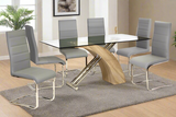 Chiswell Dining Table - Chrome & Natural, Glass Top with Oak Effect Base