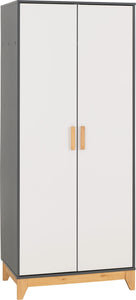 Cleveland 2 Door Wardrobe - White/Grey Metal Effect