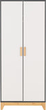 Cleveland 2 Door Wardrobe - White/Grey Metal Effect