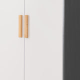 Cleveland 2 Door Wardrobe - White/Grey Metal Effect