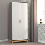 Cleveland 2 Door Wardrobe - White/Grey Metal Effect