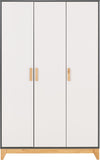 Cleveland 3 Door Wardrobe - White/Grey Metal Effect