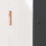 Cleveland 3 Door Wardrobe - White/Grey Metal Effect