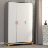 Cleveland 3 Door Wardrobe - White/Grey Metal Effect