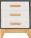 Cleveland 3 Drawer Bedside - White/Grey Metal Effect