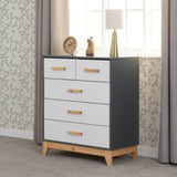 Cleveland 3+2 Drawer Chest - White/Grey Metal Effect