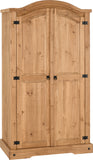 Corona 2-Door Wardrobe - Distressed Waxed Pine