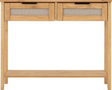 Corona Rattan 2 Drawer Console Table - Distressed Wax Pine/Rattan Effect