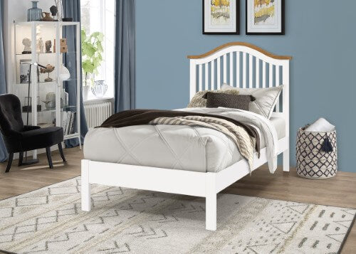 White Wood Single Bed Frame in a Cosy Bedroom