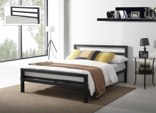 City Block Metal Charcoal Black King Size Bed Frame - Front View