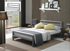 City Block Metal Grey King Size Bed Frame - Front View