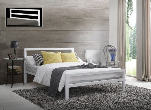 City Block Metal White Double Bed Frame - Front View