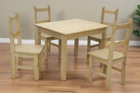 Coba Mexican Dining Set with 4 Chairs - Solid Pine