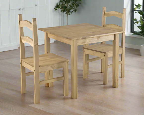 Coba Small Mexican Dining Set with 2 Chairs - Solid Pine