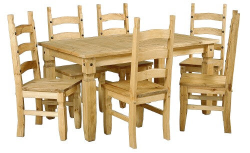 Large Light Pine Dining Set with 6 Chairs