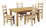 Corona Dining Set with 4 Chairs - Solid Pine, Distressed Waxed Light Pine