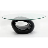 Dale Coffee Table - High Gloss Fiberglass Base with Clear Glass Top