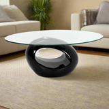 Dale Coffee Table - High Gloss Fiberglass Base with Clear Glass Top