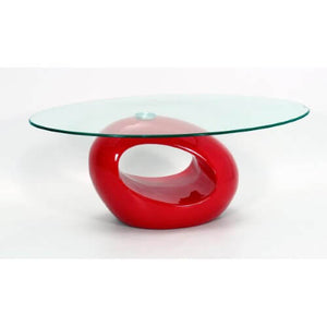 Dale Coffee Table - High Gloss Fiberglass Base with Clear Glass Top