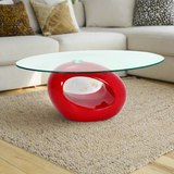 Dale Coffee Table - High Gloss Fiberglass Base with Clear Glass Top